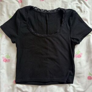 Classic Black Ribbed Women's Top